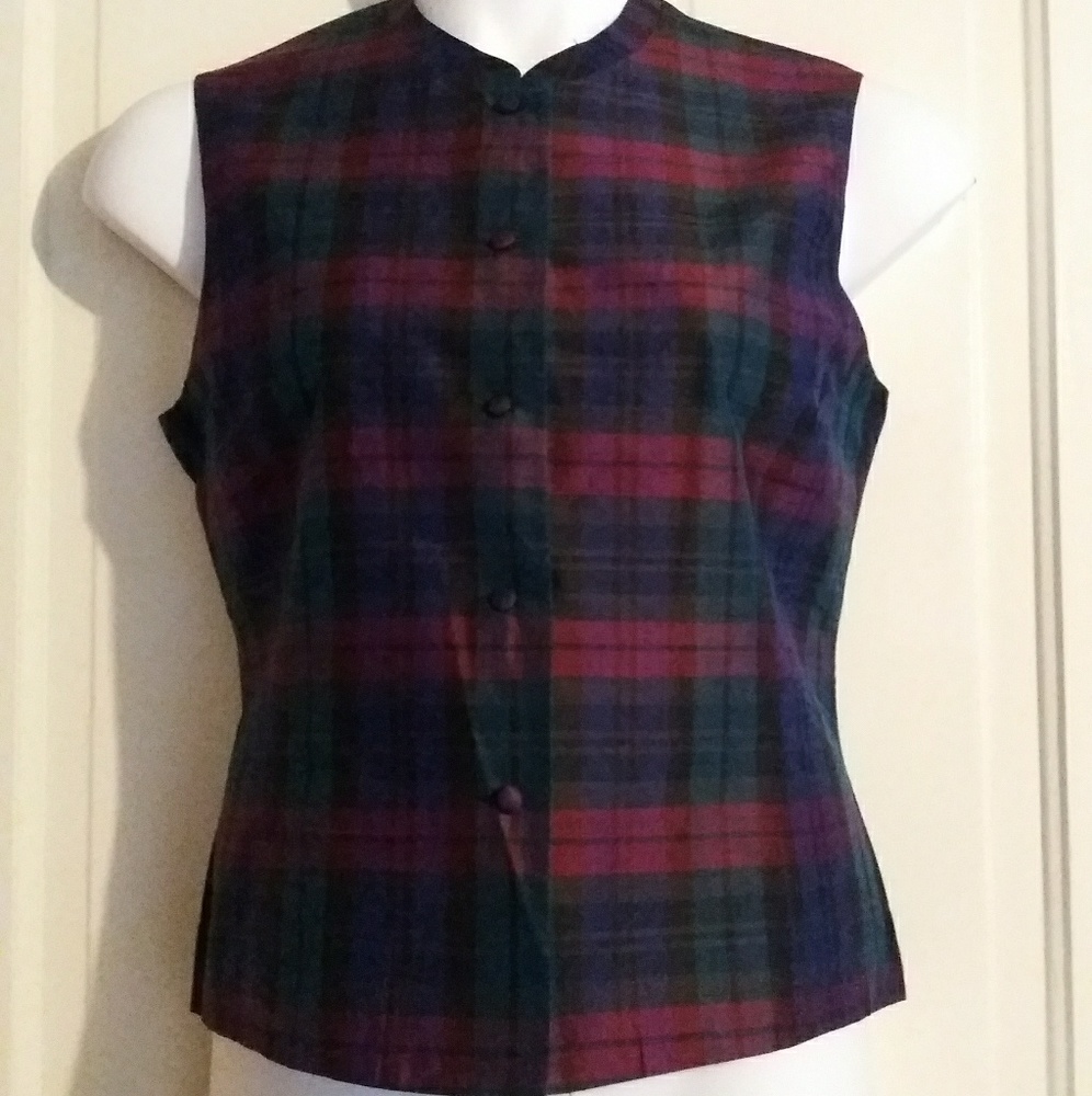 Talbots Holiday Plaid Festive Blouse